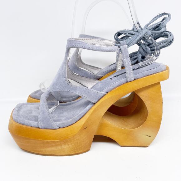 Jeffrey Campbell Women's Idolize Ankle Tie Sandal Blue Suede Combo Size 6.5M - Picture 5 of 16